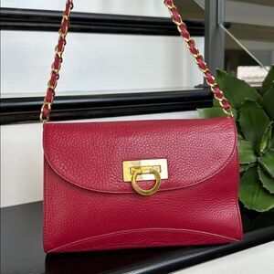 Kate Landry genuine leather shoulder purse, like new red gold